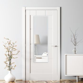 Espejo Para Puerta Lesina Con 2 Ganchos Aluminio 120x37cm - Blanco [en.casa]
