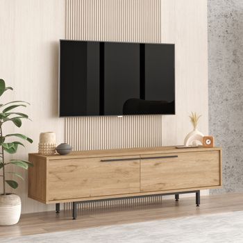 Mueble De Tv Urejovle Con 2 Puertas 160x36x45cm - Efecto Roble [en.casa]