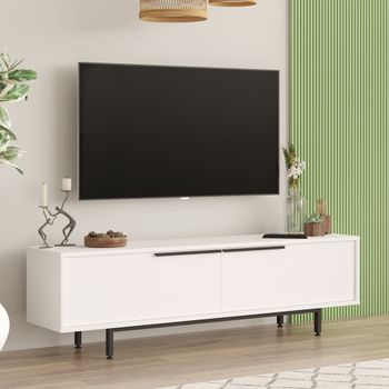 Mueble De Tv Urejovle Con 2 Puertas 160x36x45cm - Blanco [en.casa]