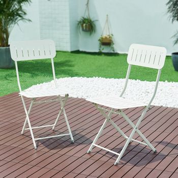 Set De 2 Sillas Plegables Sande Acero 85x42x50cm - Blanco [en.casa]