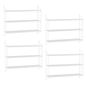 Juego De 4 Estanterías De Pared Strängnäs De 3 Niveles Ajustables Acero 50 X 60 X 15 Cm - Blanco Mate [en.casa]