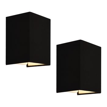 Set De 2 Lámparas De Pared Schwerin Moderna 1x E27 60 W Textil De Lino 20 X 16 X 13 Cm - Negro [lux.pro]