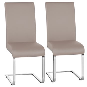 2pcs Sillas De Comedor De Piel Sintética Para Cocina Marron Claro