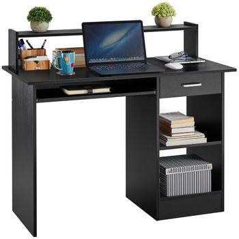 Mesa Escritorio Ordenador Con Soporte De Monitor 106x50x75cm Negro