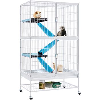 Jaula De Dos Pisos Para  Hamster Chinchilla Con Ruedas 137x78x51cm