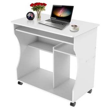 Mesa Escritorio Ordenador Con Ruedas 80x48x76cm Blanca