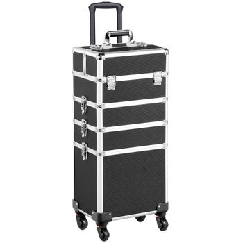 Maletín Trolley De Maquillaje 4 En 1, 34 X 25,5 X 72 Cm Negro