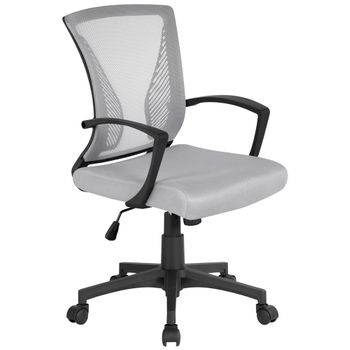 Silla De Oficina Ya80 Malla Gris Altura Ajustable Brazos Fijos