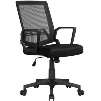 Silla De Oficina Ya71 Malla Negra Altura Ajustable Brazos Fijos