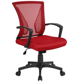 Silla De Oficina Ya80 Malla Roja Altura Ajustable Brazos Fijos