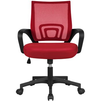 Silla De Oficina Ya79 Malla Roja Altura Ajustable  Brazos Fijos