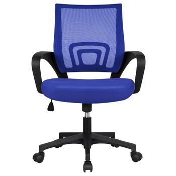 Silla De Oficina Ya79 Malla Azul Altura Ajustable  Brazos Fijos