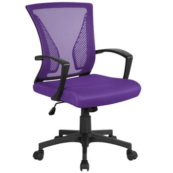 Silla De Oficina Ya80 Malla Violeta Altura Ajustable Brazos Fijos