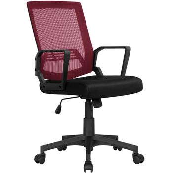 Silla De Oficina Ya71 Malla Rojo Altura Ajustable Brazos Fijos