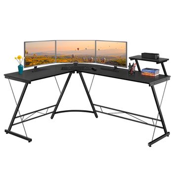 Escritorio Esquina Gaming Mesa Esquinero con Soporte Monitor 130x130x96cm