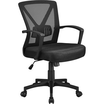 Silla De Oficina Ya39 Malla Negra Altura Ajustable  Brazos Fijos