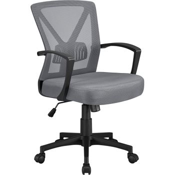 Silla De Oficina Ya39 Malla Gris Osucro Altura Ajustable Brazos Fijos