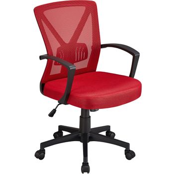 Silla De Oficina Ya39 Malla Rojo Altura Ajustable Brazos Fijos