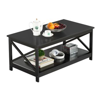 Mesa De Centro Con Estante 100x54x45cm Negro