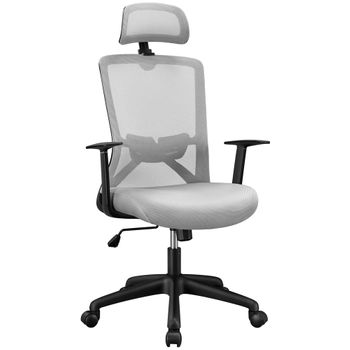 Silla de Oficina Ergonómica Silla de Escritorio Basculante con Altura  Ajustable Giratorio 360° y Soporte Lumbar Malla Transpirable 61x61x89-99cm  Gris