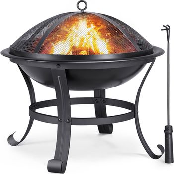 Barbacoa brasero exterior 2 en 1 Chimenea calefactora BBQ 76 x 76 x 58 cm  con Funda + Palo