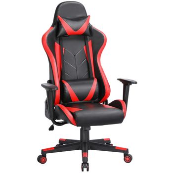 Silla Gaming Giratorio Ergonómico Con Reposacabeza Negro Rojo