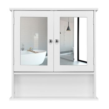 Armario De Baño Con Espejo De Pared Con 2 Puertas 58x56x13cm