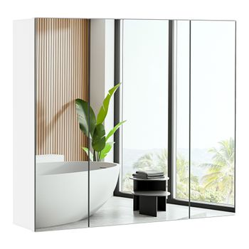 Armario De Baño Con Espejo Con Estanteria Ajustables 70x15x60cm