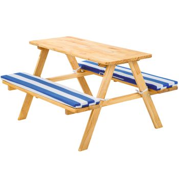 Mesa De Picnic Infantil Con Asiento Acolchado - Azul/blanco