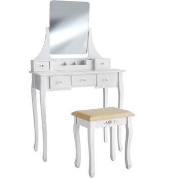 Tocador blanco moderno mesa de maquillaje 90x38x138 cm