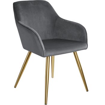 Silla Aterciopelada Marilyn Oro - Gris Oscuro/dorado