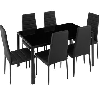 Conjunto De Mesa Y 6 Sillas De Comedor Brandenburg - Negro/negro