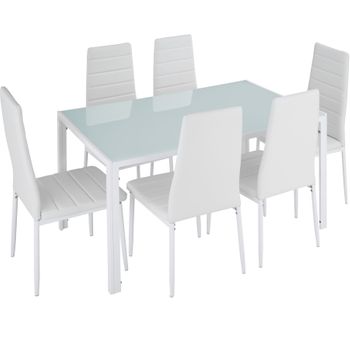 Conjunto De Mesa Y 6 Sillas De Comedor Brandenburg - Blanco/blanco