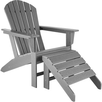 Silla De Jardã­n Con Reposapiã©s Estilo Adirondack - Gris Claro