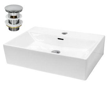 Lavabo Cerámico Rectangular 605x365x130 Mm Blanco Ecd Germany