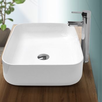 Lavabo Cerámico Rectangular 505x395x135 Mm Blanco Ecd Germany