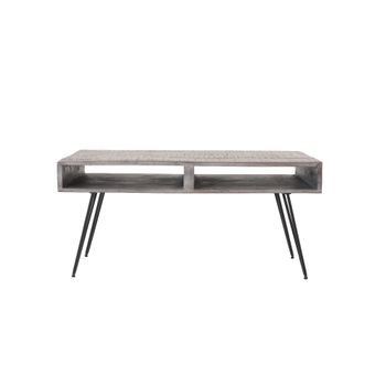 Mesa De Centro Moderna Madera Maciza De Mango 100 Cm Gris Womo-design