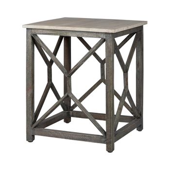 Mesa De Centro Florencia Cuadrada 45x45x55 Cm Gris Womo-design