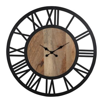 Reloj De Pared Nibelheim Redondo De Hierro Ø 92cm Negro Womo-design