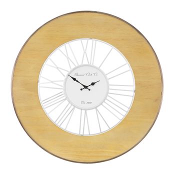 Xxl Reloj De Pared Ø 85cm Blanco Madera Natural Alfheim Womo-design