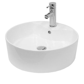 Lavabo Cerámico Redondo 460 X 460 X 155 Mm Blanco Ecd Germany