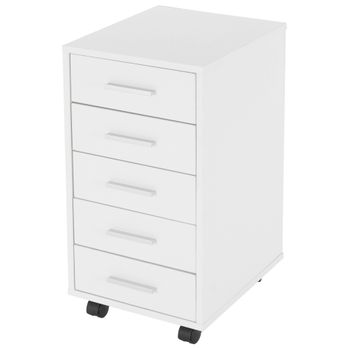 Archivador Para Oficina Con 5 Cajones 33x38x63,5 Cm Blanco Ml-design