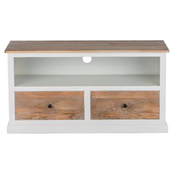 Mesa Baja Dhaka De Tv, Con 2 Mueble 110x45x57cm Blanco Womo-design