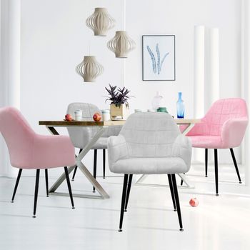 4x Juego Sillones De Comedor - Gris Rosa Ecd Germany