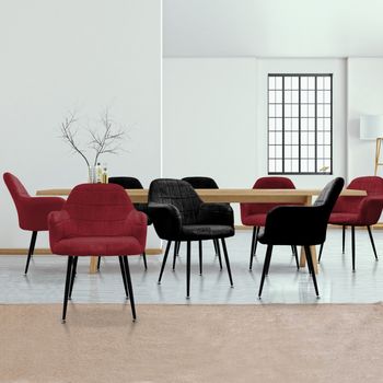 8x Juego Sillones De Comedor - Negro Rojo Ecd Germany