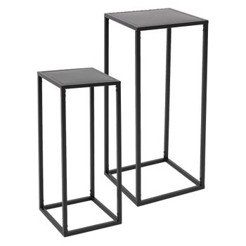 2x Soportes Para Flores 20x60x20/30x70x30 Cm Negro Ml-design