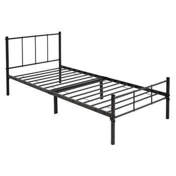 Cama De Estructura Metalica 90x200 Cm Negro Ml-design