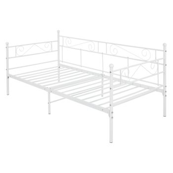 Cama De Estructura Metalica 90x200 Cm Blanco Ml-design