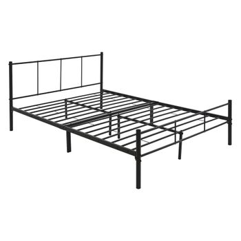 Cama De Estructura Metalica 140x200 Cm Negro Ml-design