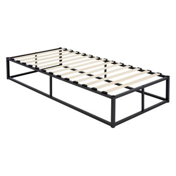 Cama De Estructura Metalica 90x200 Cm Negro Ml-design